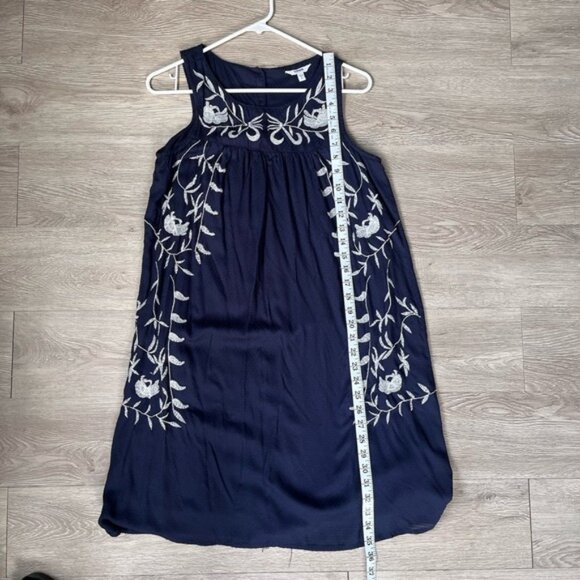Sonoma Women's Embroidered Floral Casual‎ Short Dress Small Navy Sleeveless - Picture 7 of 7
